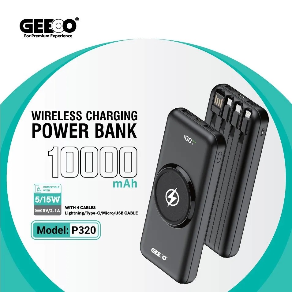 GEEOO10000mAh Wireless Charging Power Bank P320 – Mobile Door BD